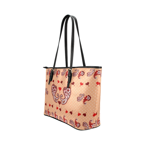 Paisley Droplets Leather Tote Bag/Small (Model 1651)