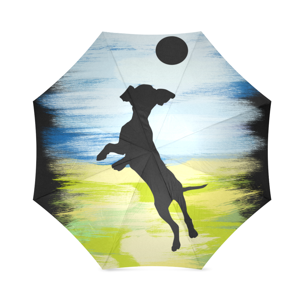 Dog Playing Ball Painting Shape Foldable Umbrella (Model U01)