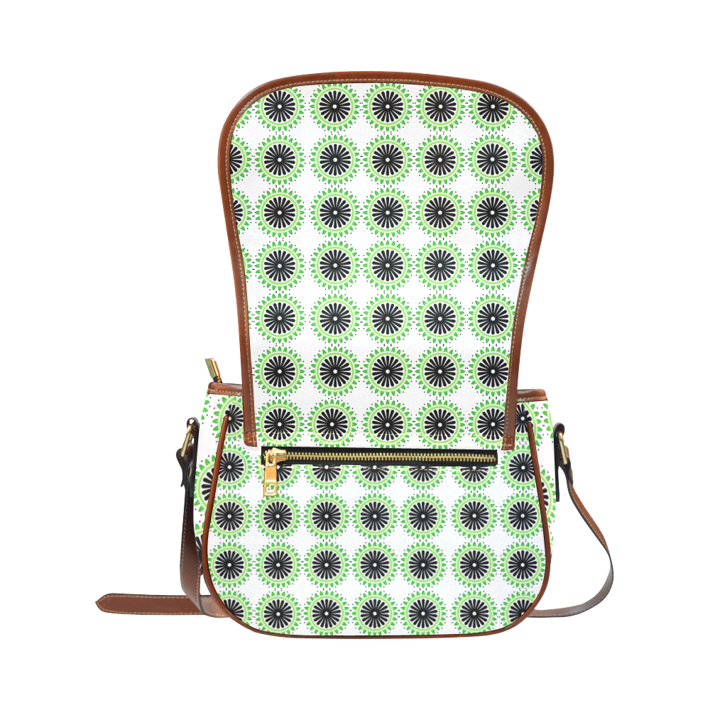 Green and Black Design Pattern Saddle Bag/Large (Model 1649)