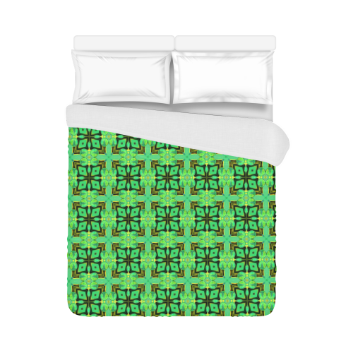 Green Gold Moroccan Lattice Diamonds Quilt Duvet Cover 86"x70" ( All-over-print)