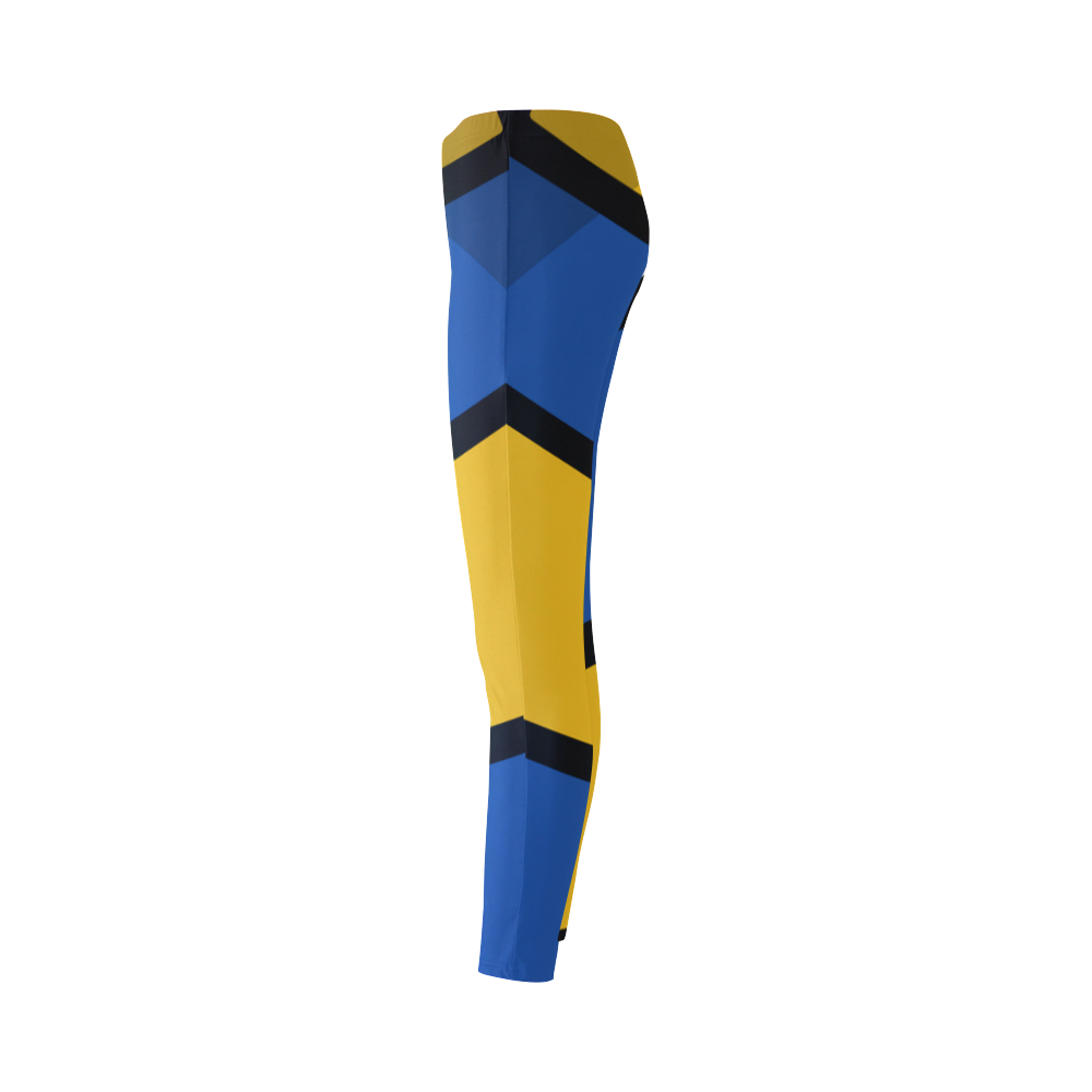 Blue and Yellow Design Cassandra Women's Leggings (Model L01)