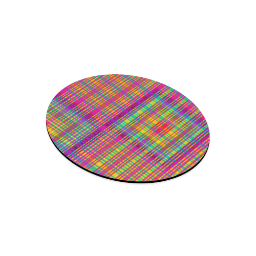 Rainbow Tartan Round Mousepad