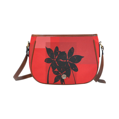 Black flowers Saddle Bag/Large (Model 1649)