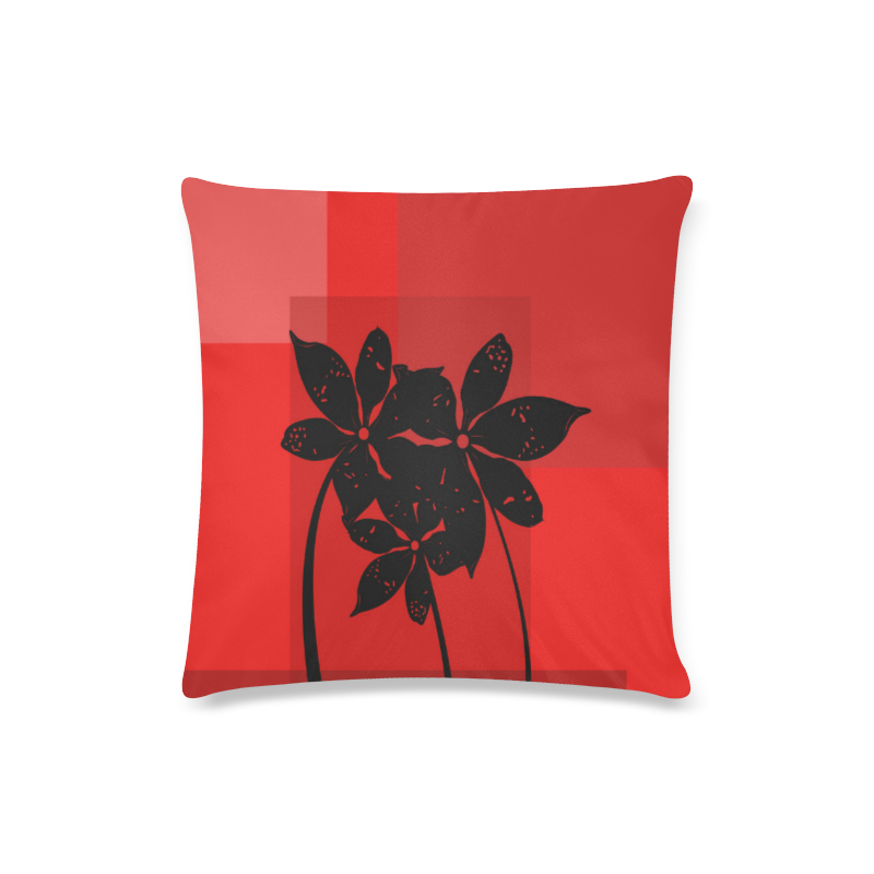 Black flowers Custom Zippered Pillow Case 16"x16"(Twin Sides)