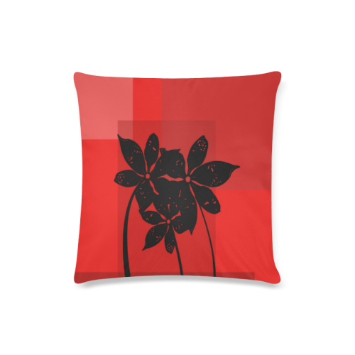 Black flowers Custom Zippered Pillow Case 16"x16"(Twin Sides)