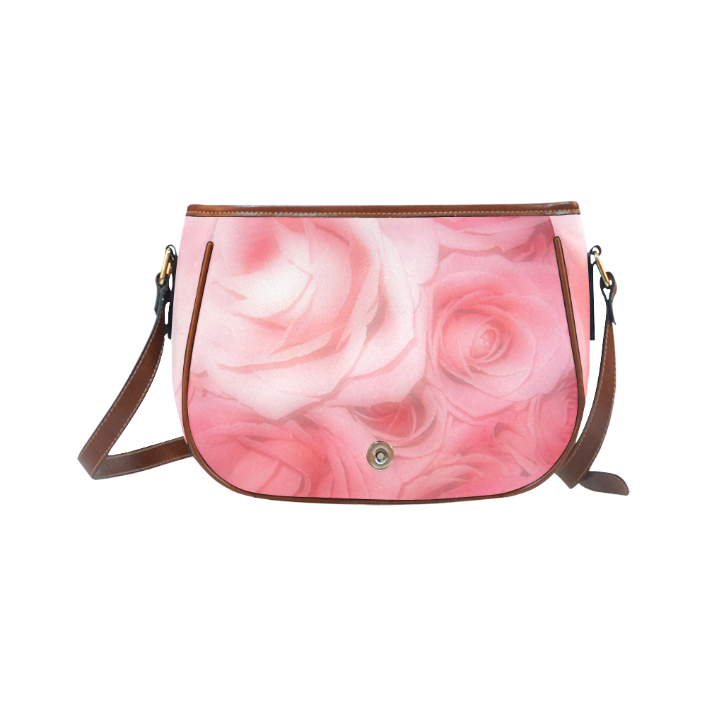 Bouquet of Pink Roses Soft Touch 1 Saddle Bag/Large (Model 1649)
