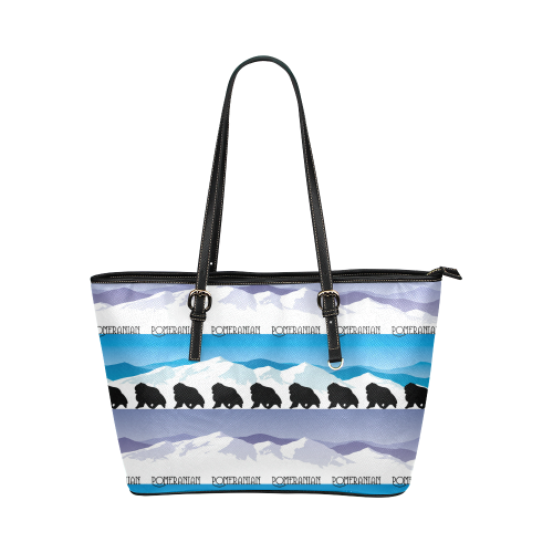 Pomeranian Rockin the Rockies Leather Tote Bag/Small (Model 1651)