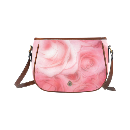 Bouquet of Pink Roses Soft Touch 1 Saddle Bag/Small (Model 1649) Full Customization