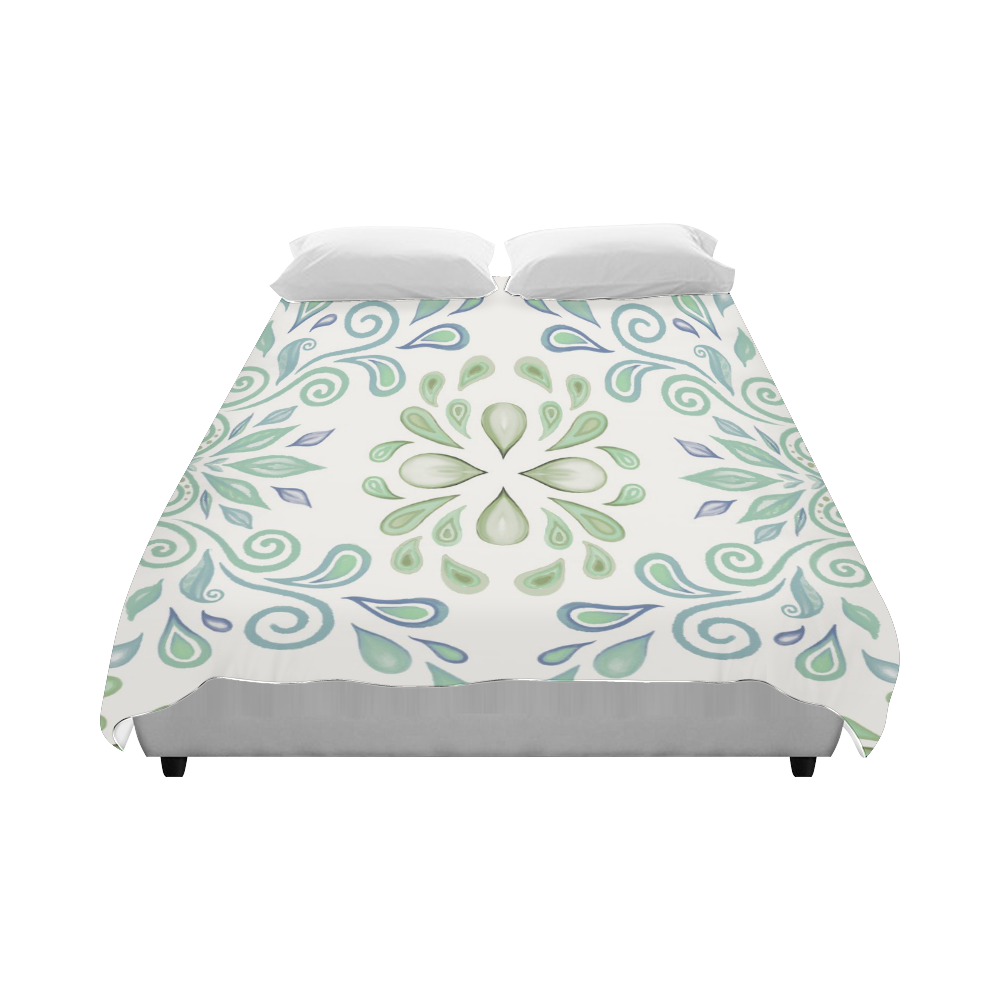 Blue and Green watercolor design Duvet Cover 86"x70" ( All-over-print)