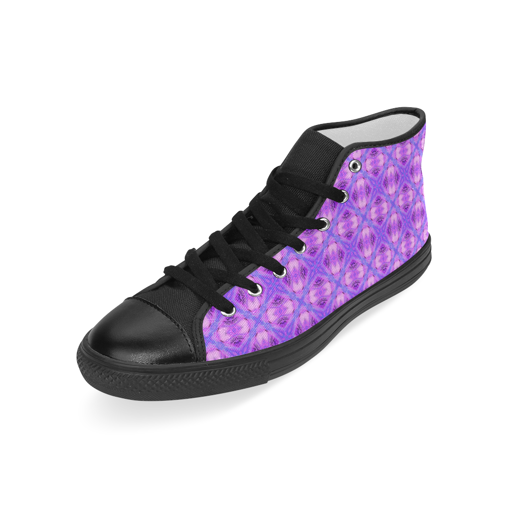 Vibrant Abstract Modern Violet Lavender Lattice Men’s Classic High Top Canvas Shoes (Model 017)
