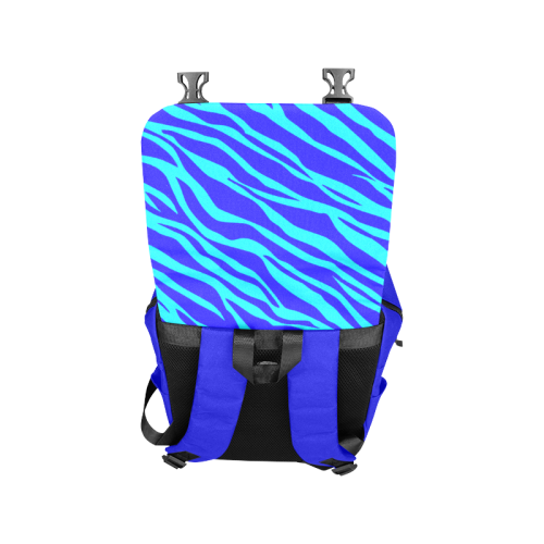Blue On Blue Zebra Stripes Casual Shoulders Backpack (Model 1623)