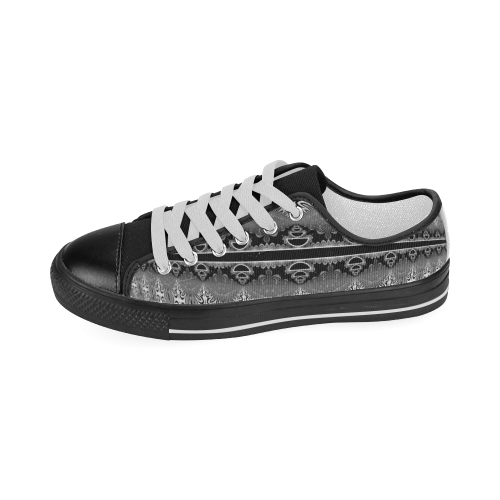 Kaleidoscope Fractal BORDER black white grey Women's Classic Canvas Shoes (Model 018)