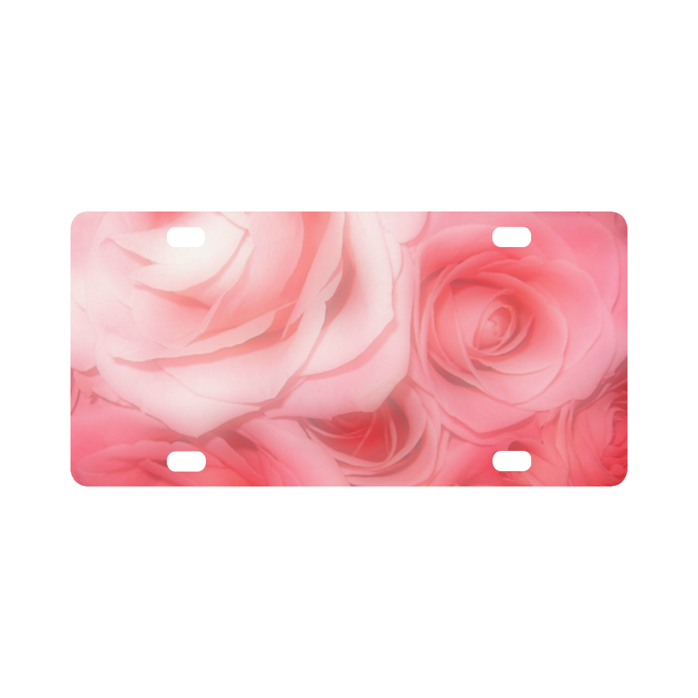 Bouquet of Pink Roses Soft Touch 1 Classic License Plate