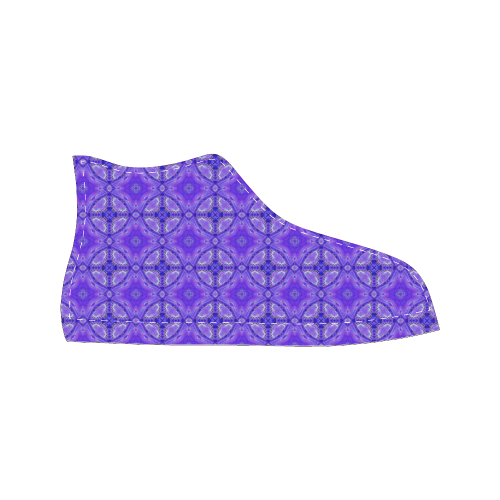 Purple Abstract Flowers, Lattice, Circle Quilt Men’s Classic High Top Canvas Shoes (Model 017)