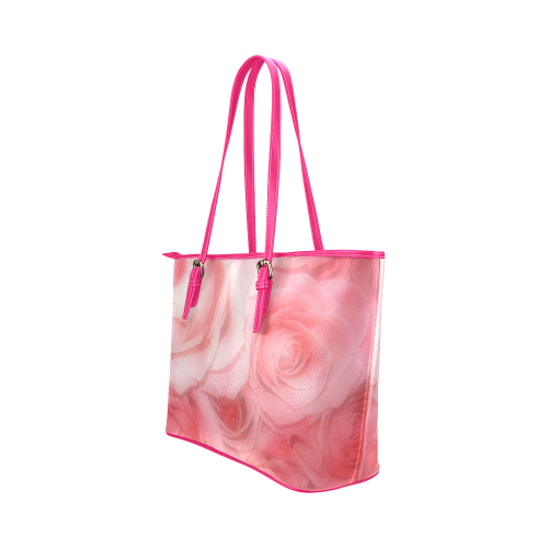 Bouquet of Pink Roses Soft Touch 1 Leather Tote Bag/Small (Model 1651)