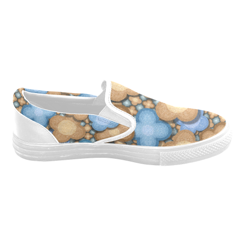 Brown and Blue Floral Men's Slip-on Canvas Shoes (Model 019)