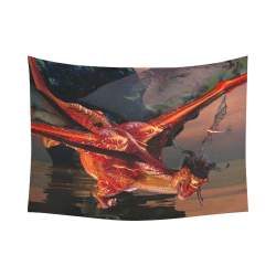 Awesome red flying dragon Cotton Linen Wall Tapestry 80"x 60"