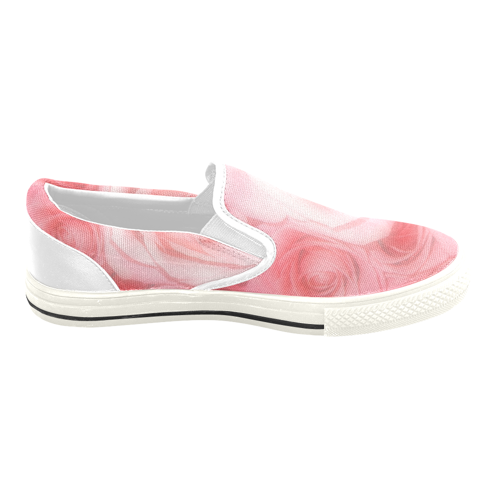 Bouquet of Pink Roses Soft Touch 1 Women's Unusual Slip-on Canvas Shoes (Model 019)