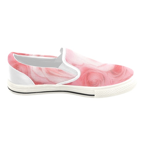 Bouquet of Pink Roses Soft Touch 1 Women's Unusual Slip-on Canvas Shoes (Model 019)