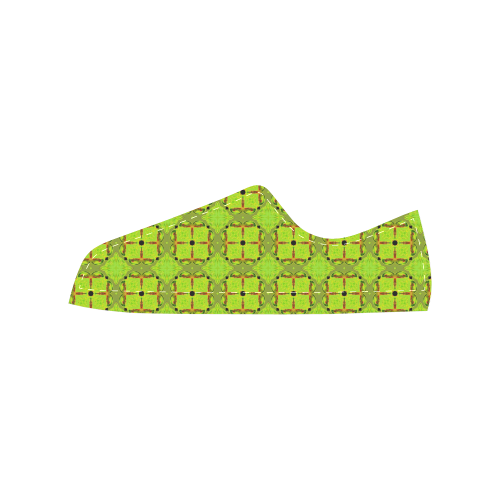 Lime Gold Geometric Squares Diamonds Men's Classic Canvas Shoes (Model 018)