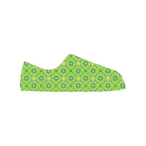 Vibrant Abstract Tropical Lime Foliage Lattice Men's Classic Canvas Shoes (Model 018)