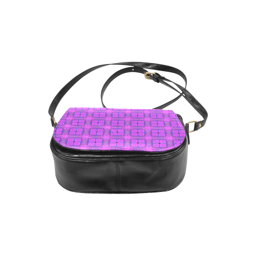 Abstract Dancing Diamonds Purple Violet Classic Saddle Bag/Small (Model 1648)