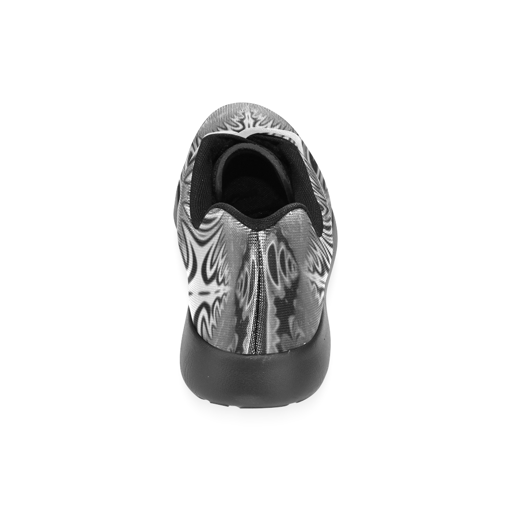 Kaleidoscope Fractal BORDER black white grey Women’s Running Shoes (Model 020)