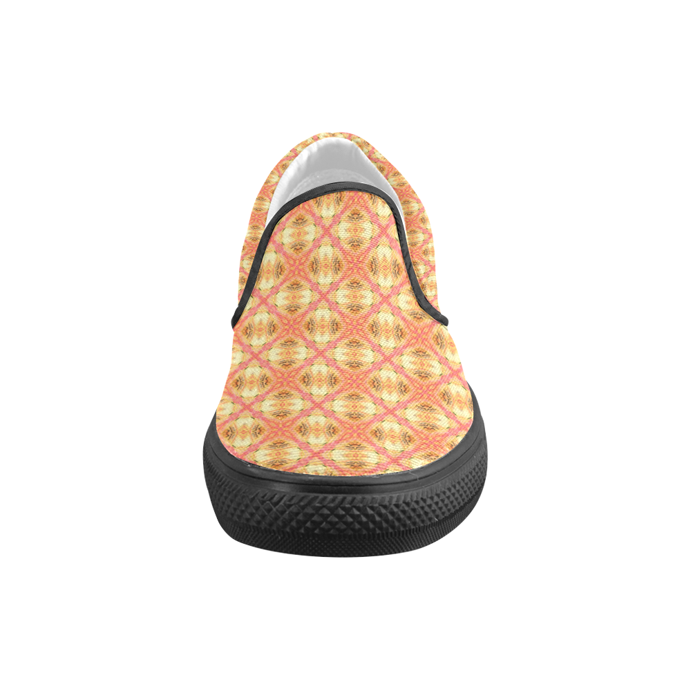 Peach Pineapple Abstract Circles Arches Men's Unusual Slip-on Canvas Shoes (Model 019)