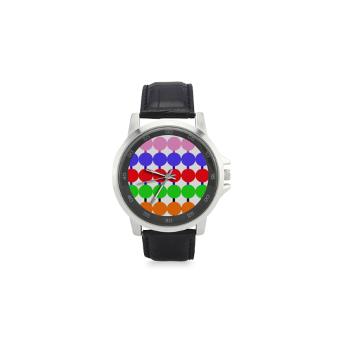 Lollipop Pattern Design Unisex Stainless Steel Leather Strap Watch(Model 202)
