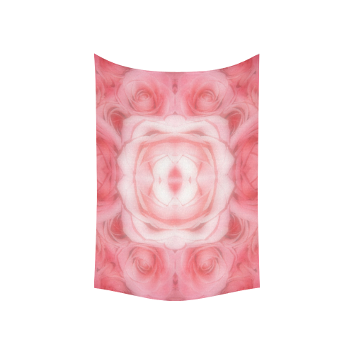 Bouquet of Pink Roses Soft Touch 3 Cotton Linen Wall Tapestry 60"x 40"