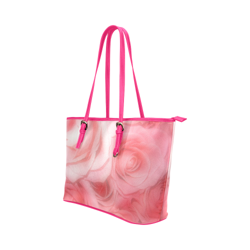 Bouquet of Pink Roses Soft Touch 1 Leather Tote Bag/Small (Model 1651)