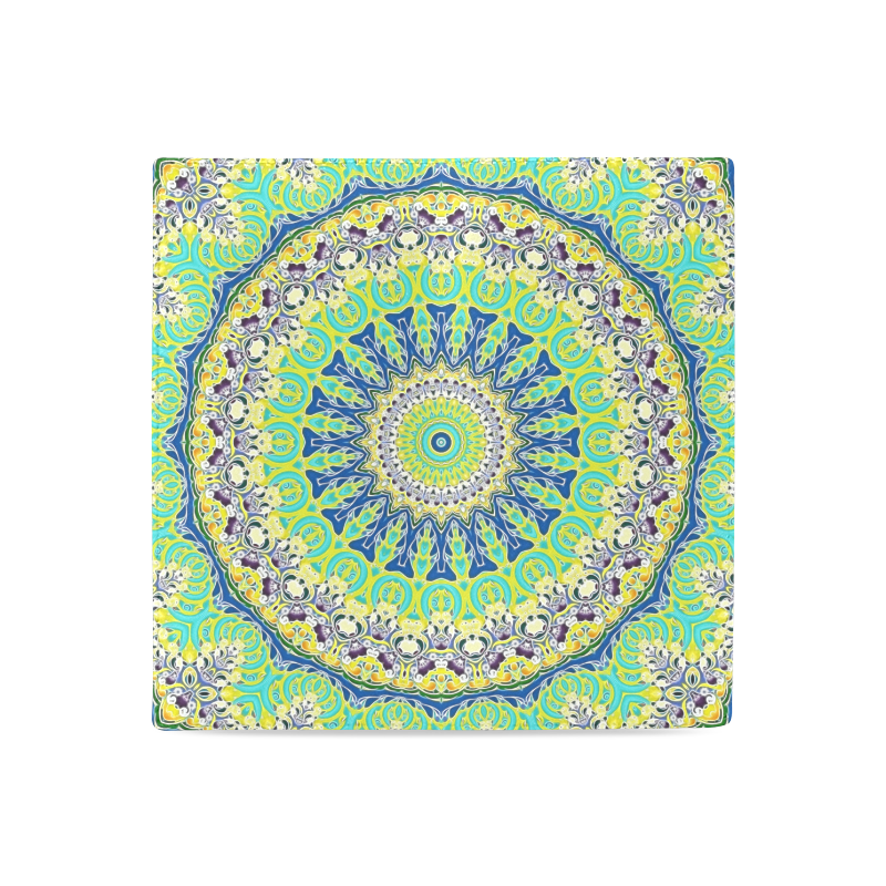 POWER MANDALA Blue Green Yellow Women's Leather Wallet (Model 1611)