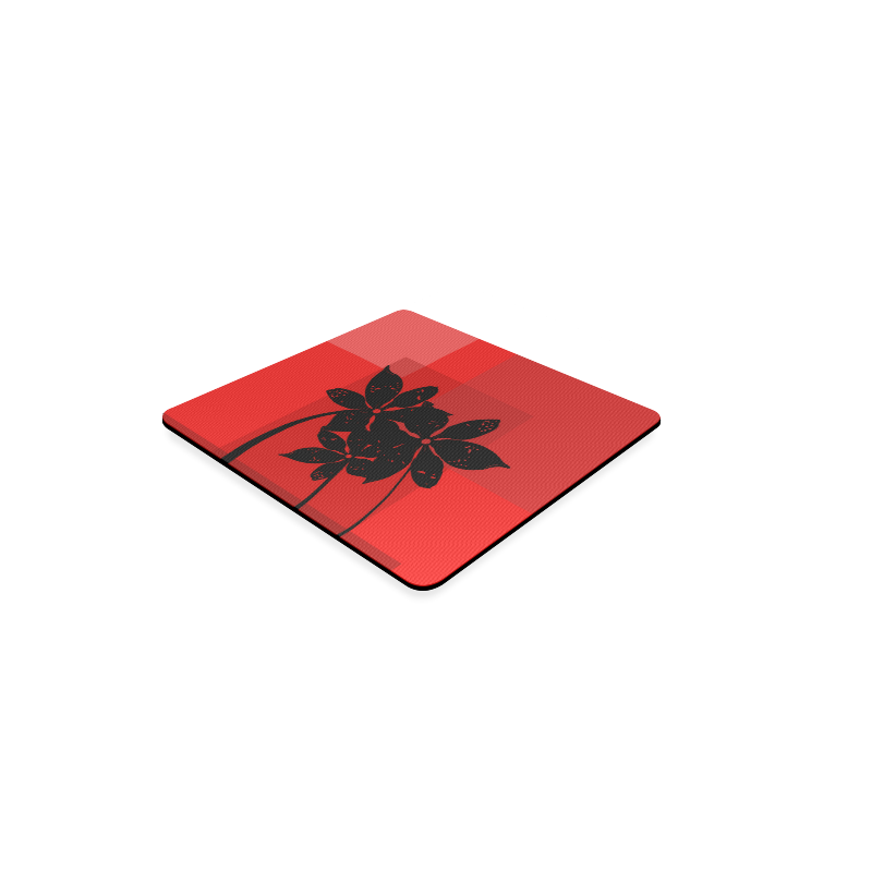 Black flowers Square Coaster