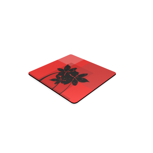 Black flowers Square Coaster