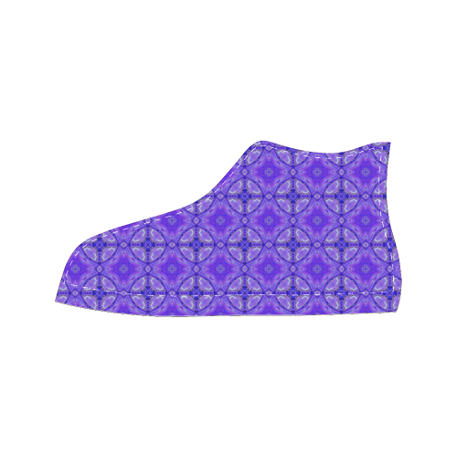 Purple Abstract Flowers, Lattice, Circle Quilt Men’s Classic High Top Canvas Shoes (Model 017)