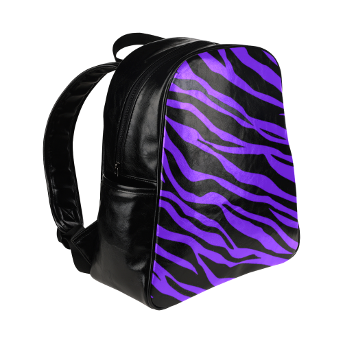 Deep Purple Zebra Stripes Multi-Pockets Backpack (Model 1636)