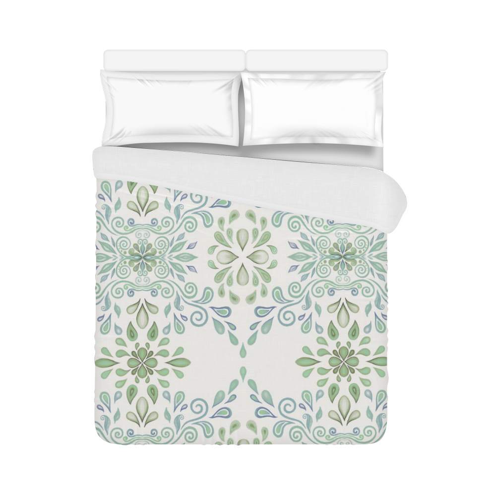 Blue and Green watercolor pattern Duvet Cover 86"x70" ( All-over-print)