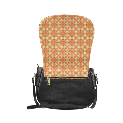 Peach Pineapple Abstract Circles Arches Classic Saddle Bag/Small (Model 1648)