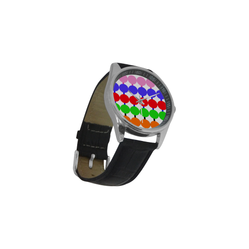 Lollipop Pattern Design Men's Casual Leather Strap Watch(Model 211)