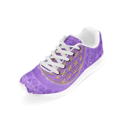 FLOWER OF LIFE gold POWER SPIRAL purple Women’s Running Shoes (Model 020)