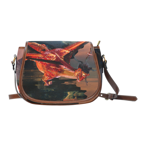 Awesome red flying dragon Saddle Bag/Large (Model 1649)