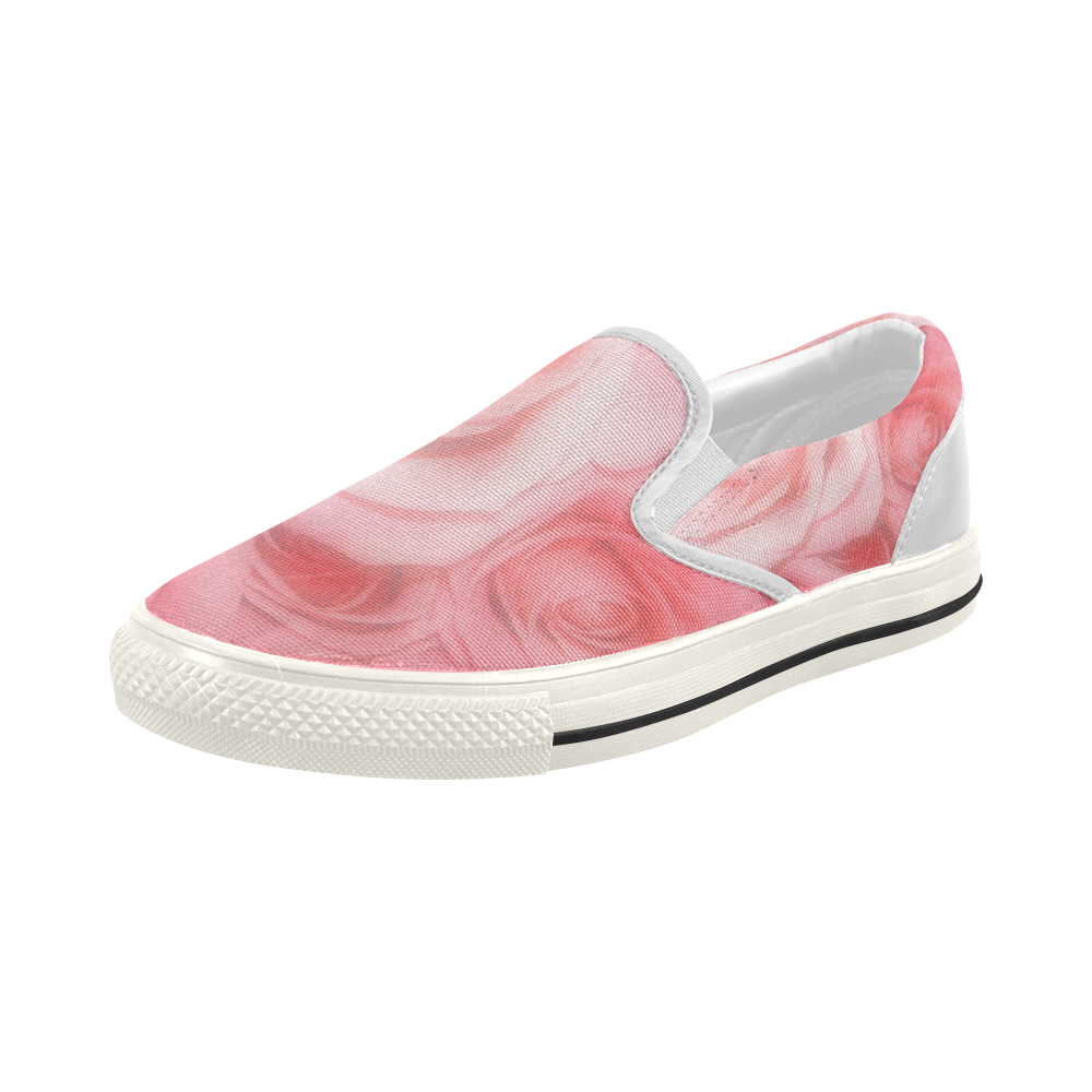 Bouquet of Pink Roses Soft Touch 1 Women's Slip-on Canvas Shoes (Model 019)
