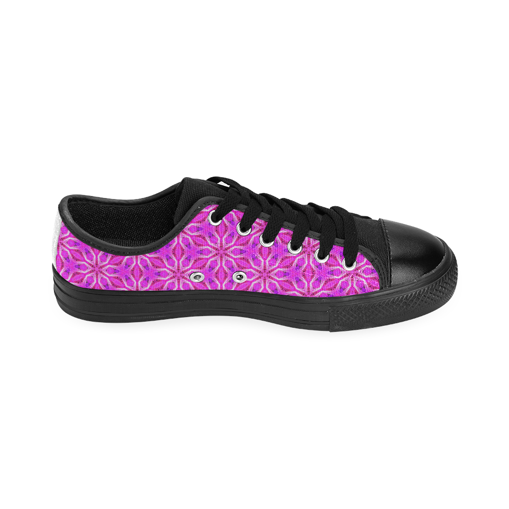 Pink Snowflakes Spinning in Winter Abstract Men's Classic Canvas Shoes (Model 018)