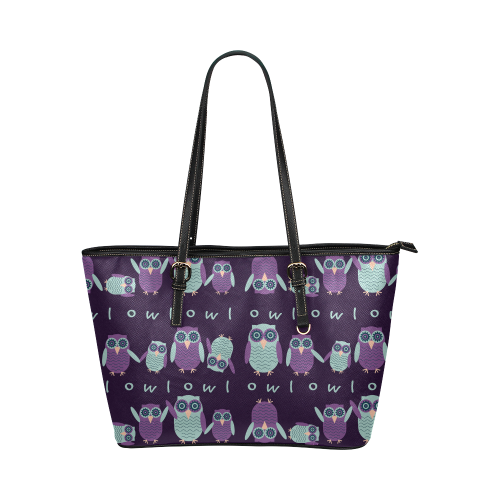 Night Owls Leather Tote Bag/Small (Model 1651)