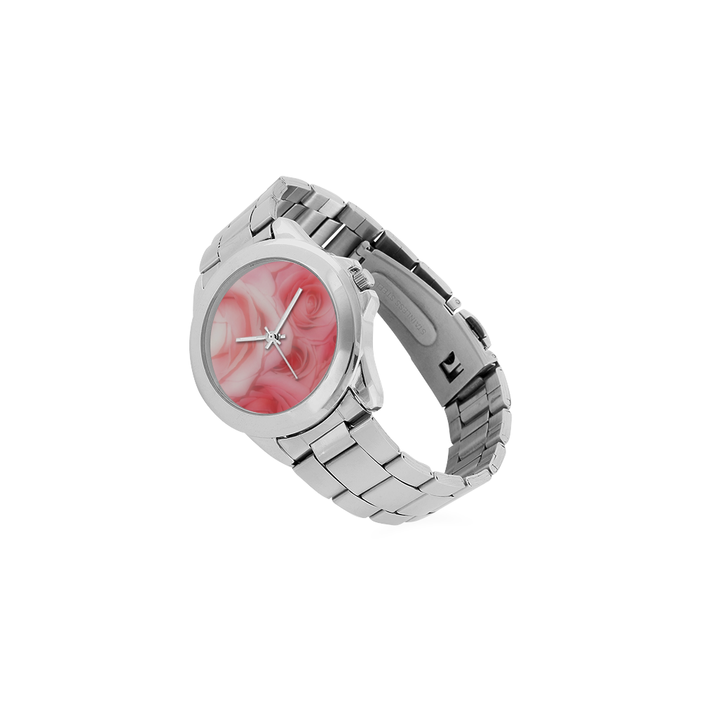 Bouquet of Pink Roses Soft Touch 1 Unisex Stainless Steel Watch(Model 103)
