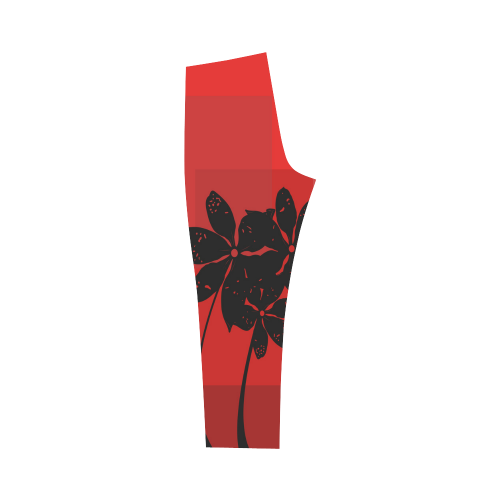 Black flowers Capri Legging (Model L02)
