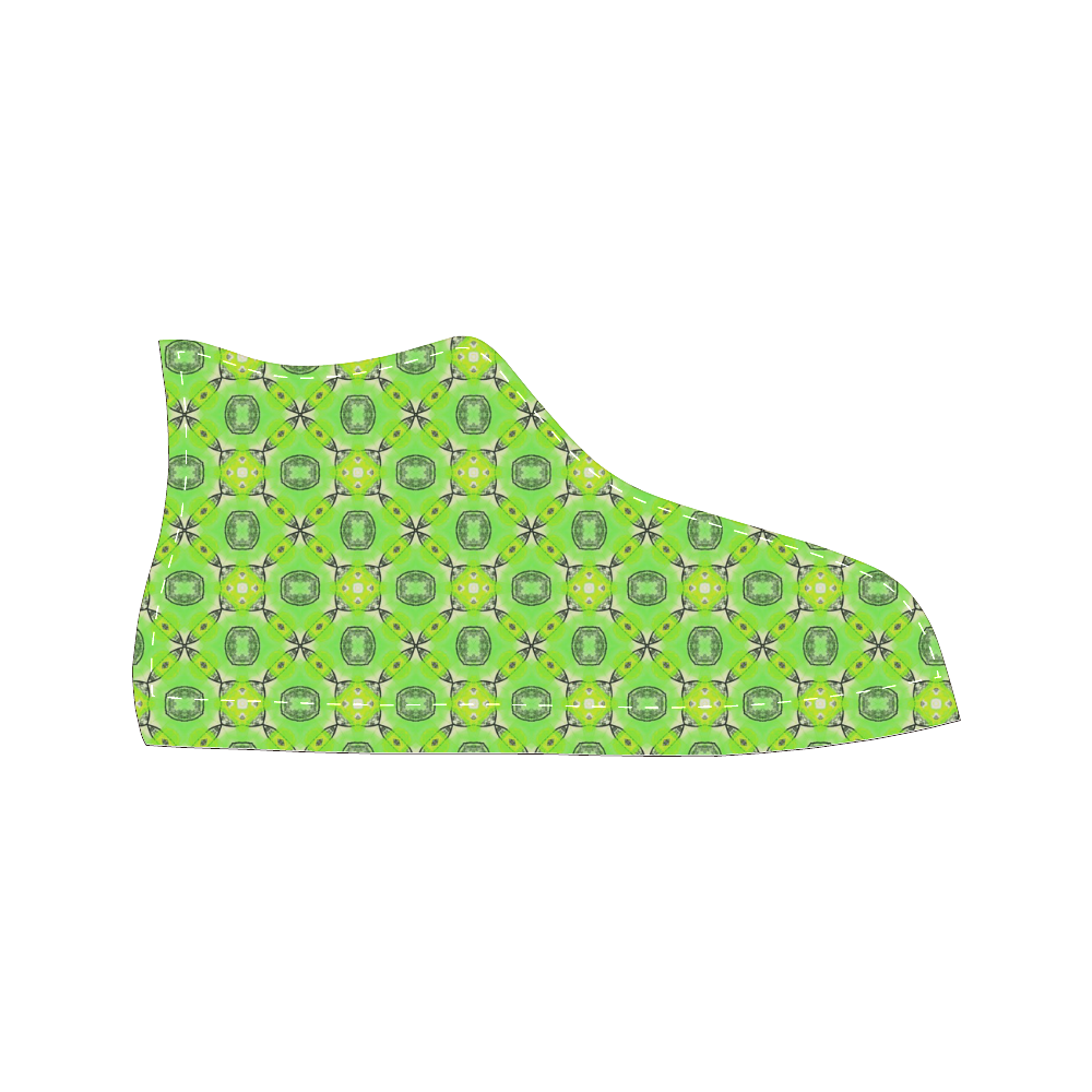 Vibrant Abstract Tropical Lime Foliage Lattice Men’s Classic High Top Canvas Shoes (Model 017)