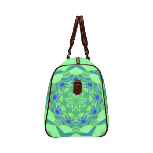 Cute Blue and green Angelfish Flower Waterproof Travel Bag/Small (Model 1639)