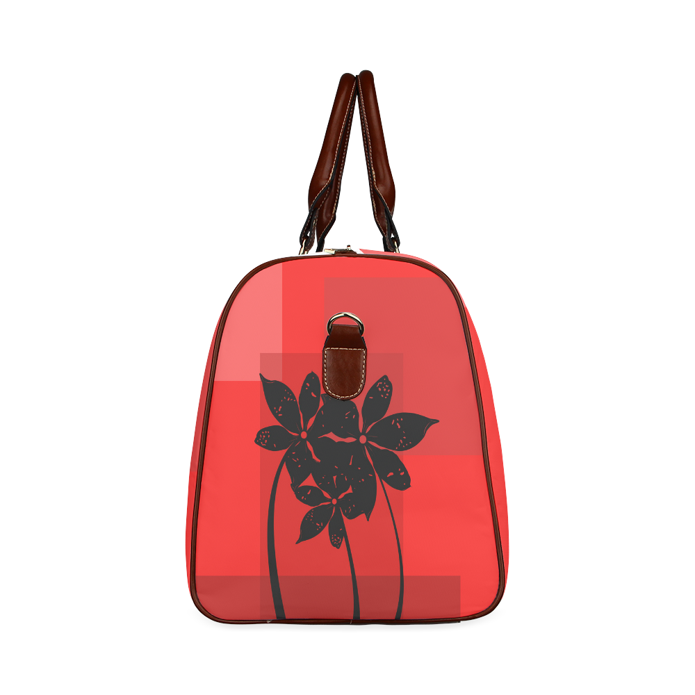 Black flowers Waterproof Travel Bag/Small (Model 1639)