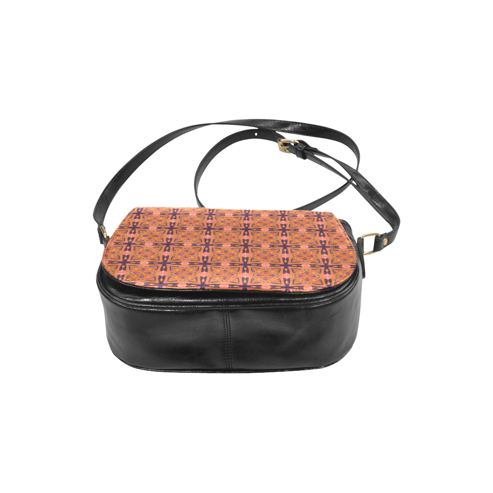 Peach Purple Abstract Moroccan Lattice Quilt Classic Saddle Bag/Small (Model 1648)